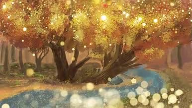 秋季枫叶飘落唯美粒子金色大气横版AE模板视频的预览图
